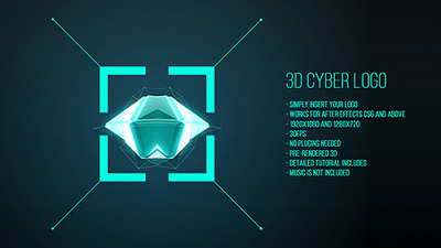 E0001国外视频特效素材开场片头片尾AE模板logo宣传片3D CYBER