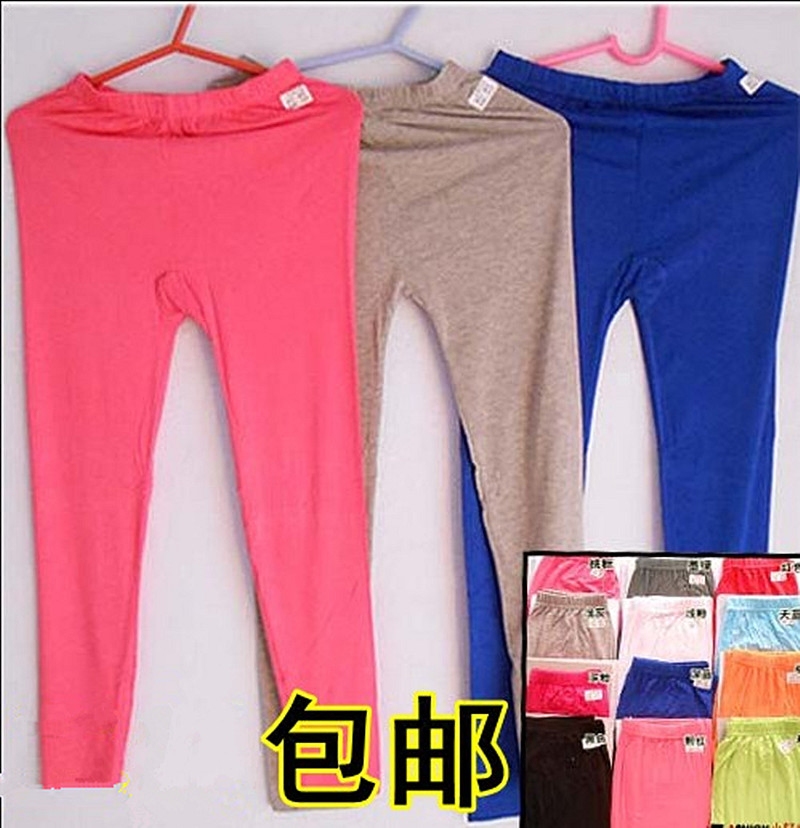 莫代尔女士纯色弹力加档打底裤