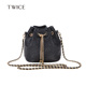 斜挎包单肩 Twice专柜正品 女士水桶包女 真皮小包包女迷你链条包
