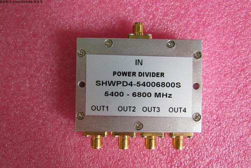 5400-6800MHz 10W SMA RF 射频同轴4路 一分四功分器 频率可定制 厂家承若质量保修1年，请放心购买 型号：SHWPD4-54006800S 50欧姆 一分四 6dB 功分器