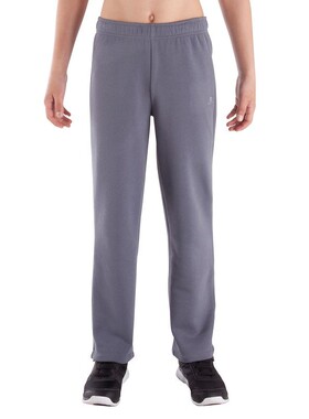 迪卡侬正品DOMYOS儿童装健身运动长裤保暖法兰绒裤宽口49元灰色