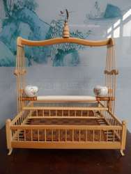 大欧鸟笼竹制原色方形靛颏架鸟架送脖套