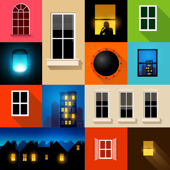 楼房窗户夜景ai矢量素材 万家灯火 夜晚 大楼 窗户 灯光 设计素材