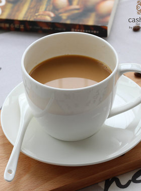欧式纯白色骨瓷套装杯咖啡杯碟