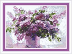十字绣高清彩色印刷图纸花卉HH031盛开的丁香花7959cross stitch