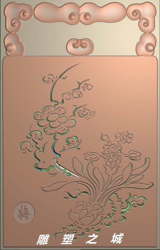 精雕图 灰度图 浮雕图 电脑雕刻图 JDP文件 玉雕挂件阴雕梅花