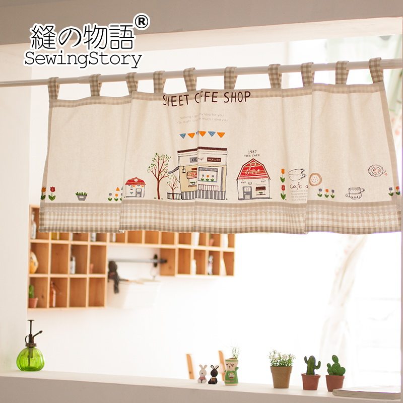 缝物语 午后红茶 棉麻北欧地中海田园柜帘 装饰帘 吊带半帘 门帘,居家布艺,成品窗帘,淘宝优惠券,粉丝福利购,淘宝优惠卷