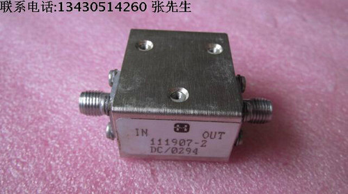 美国HARRLS进口 111907-2 3.4-4.5GHz SMA RF 射频微波同轴隔离器 质量包好，包能用 可提供详细测试图 请放心购买 频率范围：3.4-4.5GHz 插损:＜0.5dB， 隔离度.:＞20dB， VSWR:＜1.35，SMA接头