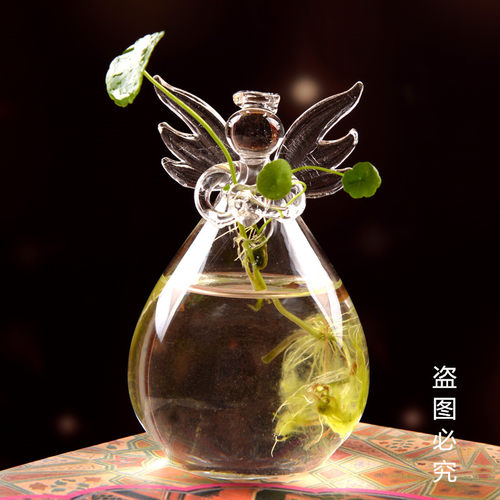 创意天使花瓶水晶透明玻璃花瓶插花器皿水培容器家居装饰品