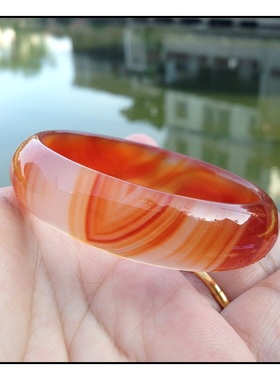 巴西天然冰透俏色红玛瑙手镯艳丽多彩手环女友闺蜜妈妈生日礼品54