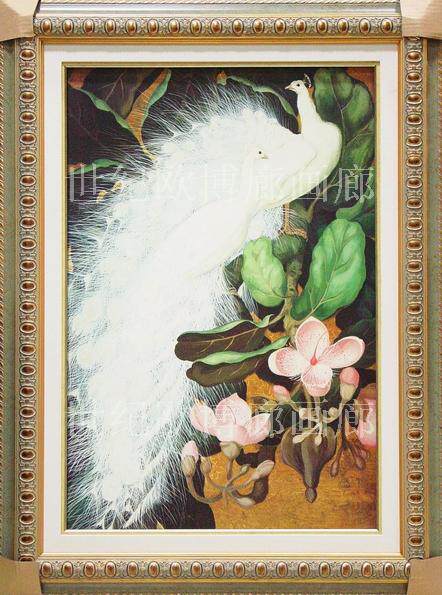 法式风玄关餐厅孔雀装饰画授权