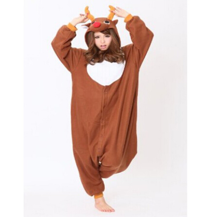 卡通动物连体长袖万圣节情侣睡衣