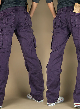 2024新款男装秋季 男士工装裤宽松大码多袋裤工装裤男士长裤 紫色