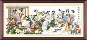 十字绣高清彩色印刷图纸中国风ZF066红楼群芳257104cross stitch