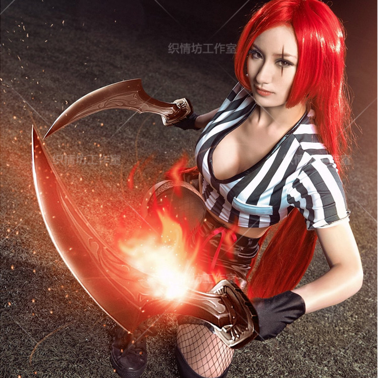 英雄 lol不祥之刃 cos卡特琳娜红牌退场 cosplay服装动漫服装