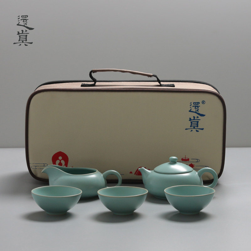 还真汝瓷车载旅行茶具套装便携功夫可养开片家用办公礼品茶杯茶壶