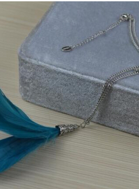 KB2/claires蓝色羽毛长项链毛衣链