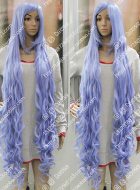 蓝紫色1米5长卷发 冰蓝色一米五浅蓝色 加厚 收脸长卷发 动漫假发