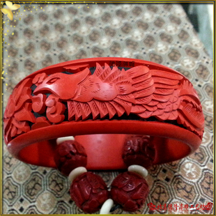 结婚礼品新娘配饰生日礼物收藏升值雕漆手工剔漆雕刻龙凤呈祥手镯