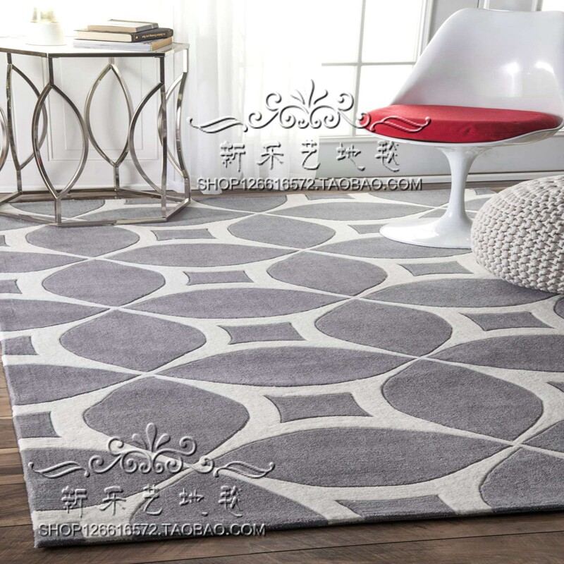 现代简约几何时尚灰色客厅茶几卧室书房大地毯欧式样板间手工定制