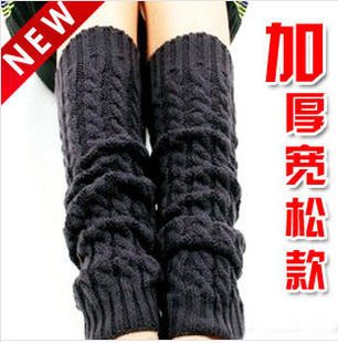 粗毛线腿套韩版堆堆袜筒套秋冬针织脚套加厚保暖八字麻花学生袜套