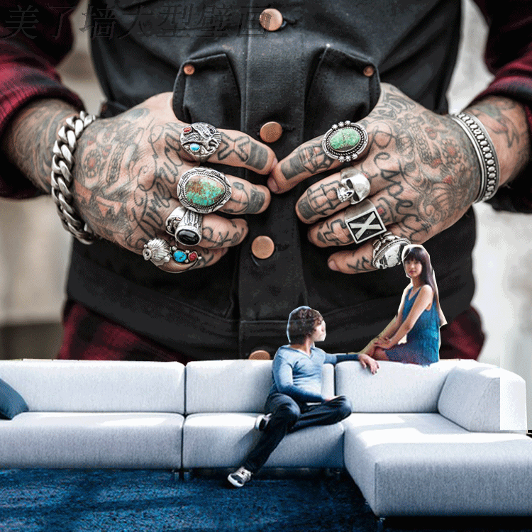 朋克个性刺青纹身壁纸 纹身店纹身馆墙纸 人体彩绘定制壁画