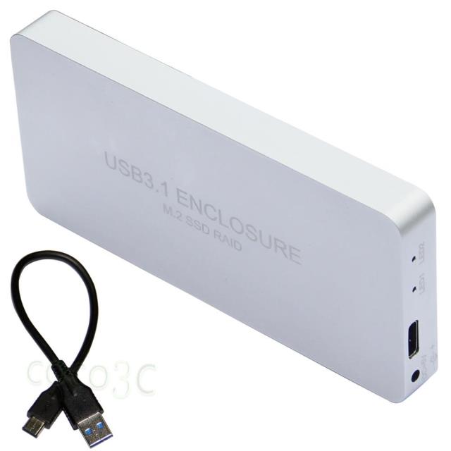 USB3.1 Type Cת2 M.2 SSD RAID 0 1Íâ½ÓºÐUSB-Cתngff ÒÆ¶¯Ó²ÅÌ