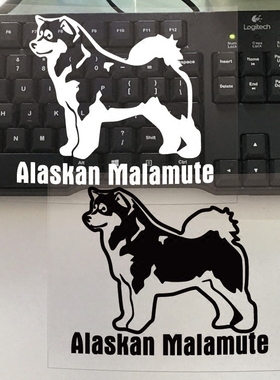 阿拉斯加雪橇犬  Alaskan Malamute 汽车贴纸 宠物车贴 防水贴