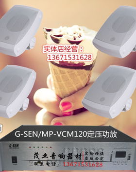 G-SEN/奇胜FT106白色壁挂音箱 MP-VCM120定压功放 鹅颈话筒