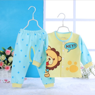 亮晨新生婴儿衣服春秋纯棉秋衣裤男女宝宝开裆套装0-1岁2-3-4个月