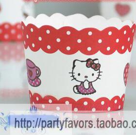 烘焙工模具 机制耐高温马芬杯托麦芬淋膜蛋糕纸杯红底hellokity猫