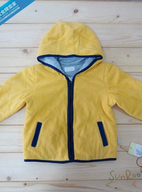 【4折】阳光鼠童装男童连帽薄棉服 春秋抓绒拉链外套加绒卫衣特价