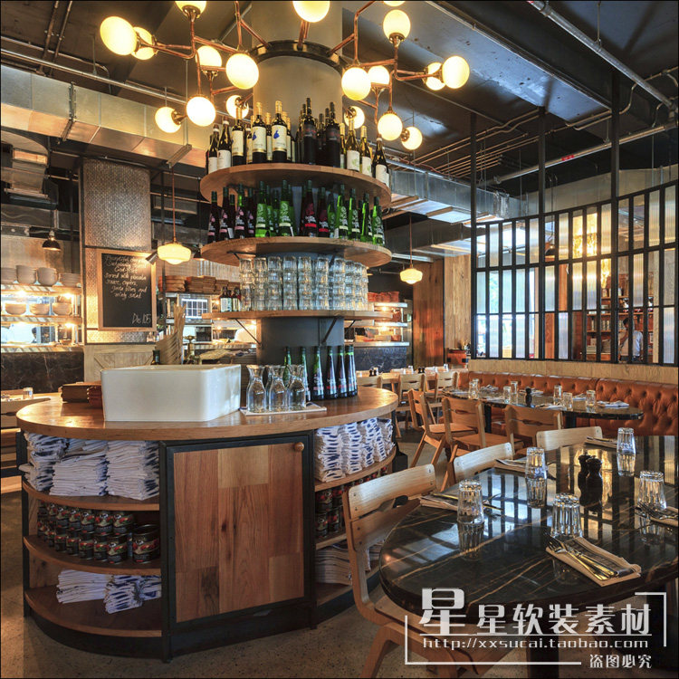 星星软装-100套轻工业风格实景照金属水泥墙loft餐厅咖啡酒吧设计