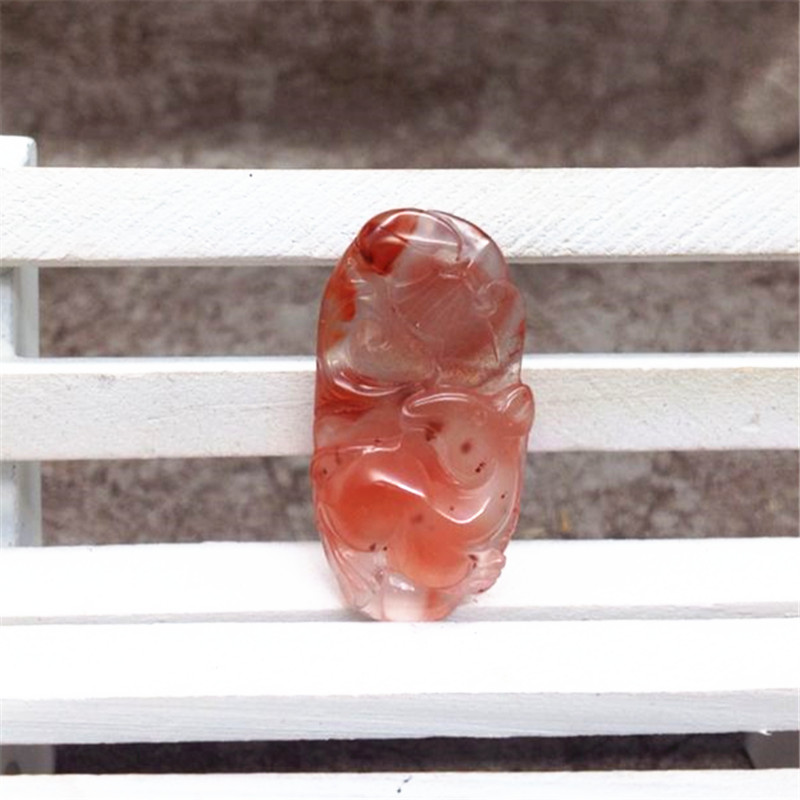 天然四川南红玛瑙玉石吊坠小雕件 冰种飘花老鼠雕刻鼠来宝项坠