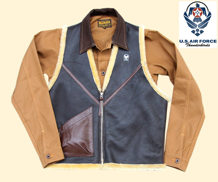 美国空军飞行皮马甲真皮男皮毛一体c3飞行背心羊毛坎肩男女咔叽