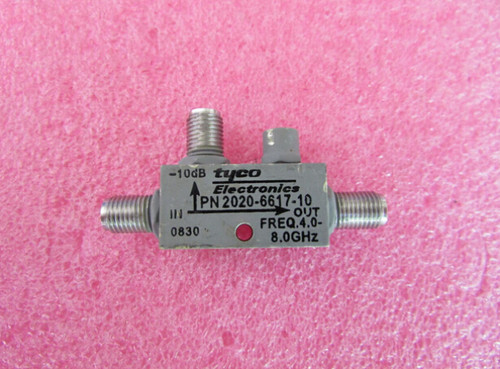 M/A-COM进口 2020-6617-10 4-8GHz 10dB 10W SMA 射频微波同轴宽带定向耦合器 质量包好，包能用 可提供详细测试图 频率范围：4-8GHz 有测试图 耦合度：10dB 输入功率：10 W 接头SMA 测试图