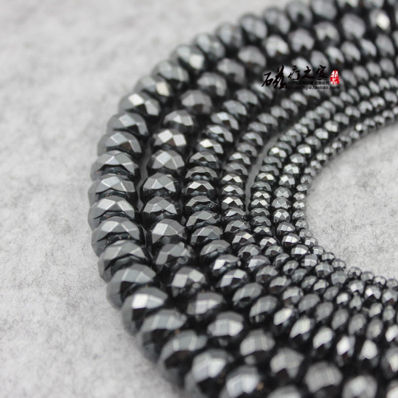 无磁性黑胆石切面扁珠配件 念珠佛珠间隔珠散珠 DIY配件 10颗