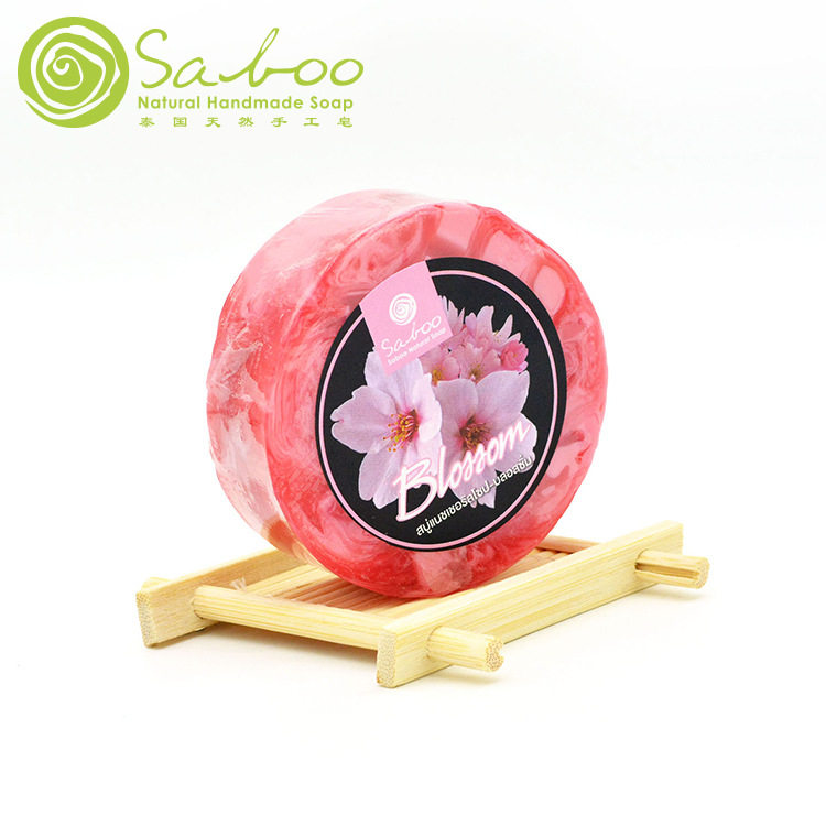 Saboo泰国手工皂 甘油沐浴皂 圆形樱花香型 泰国原装进口
