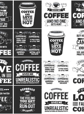 A3552矢量英文咖啡logo短语宣传标语复古元素插画 AI设计素材