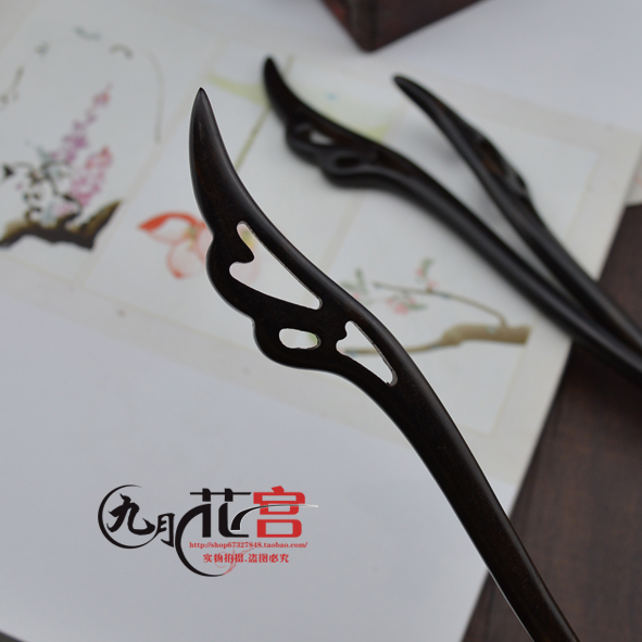 古代黑檀木发簪 古典简约盘发头饰发饰 古装复古木质簪子步摇羽钗