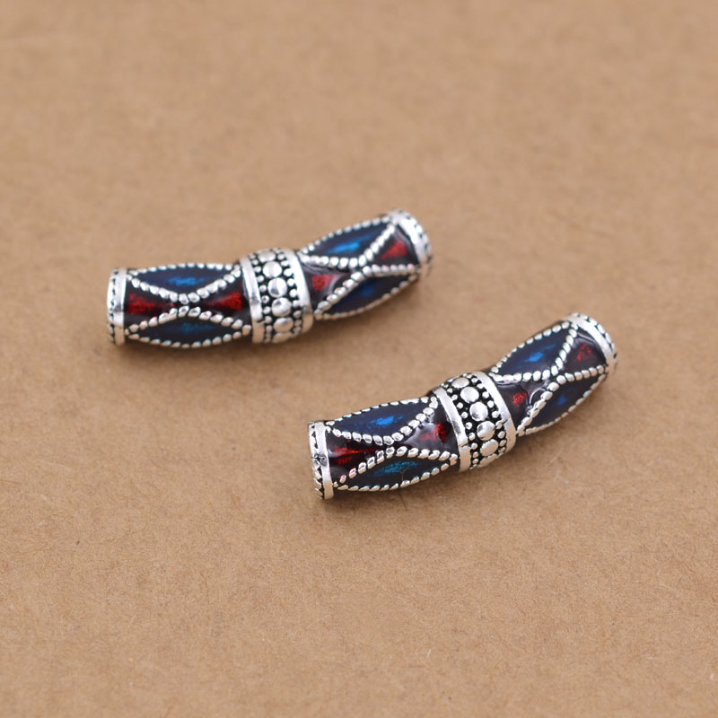 s925纯银泰银珐琅弯管水晶手链