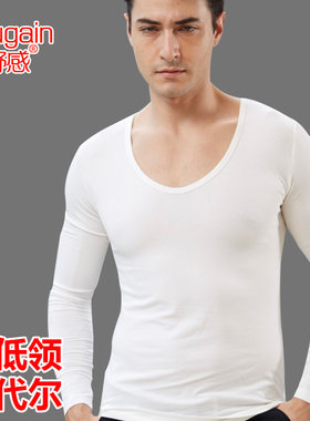 舒感男士圆领白色莫代尔单件上衣