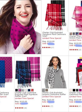 美国Charter Club 100%纯羊绒女士长款围巾 $110 上海现货