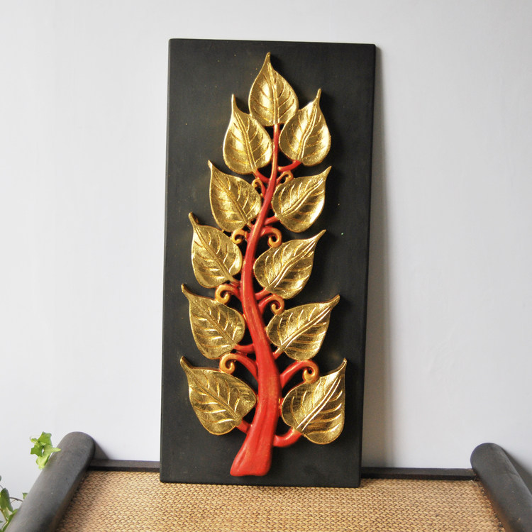 特惠包邮东南亚风情木雕金箔菩提树挂画泰国酒店餐厅软装配饰挂件