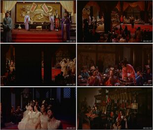 战国时期秦始皇古代宫廷宴会舞姬歌舞乐师奏乐高清实拍视频素材