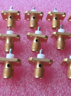 镀金 DC-27GHz 驻波1.15 SMA不锈钢四孔法兰盘 射频同轴连接器