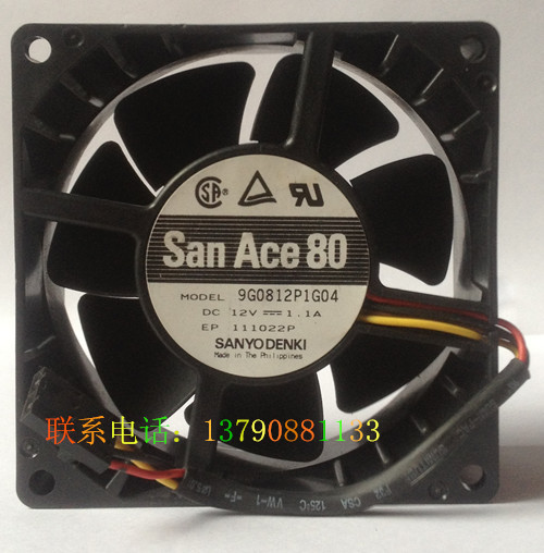 原装Sanyo/三洋散热风扇9G0812P1G04 12V 1.1A 8038 4线PWM温控