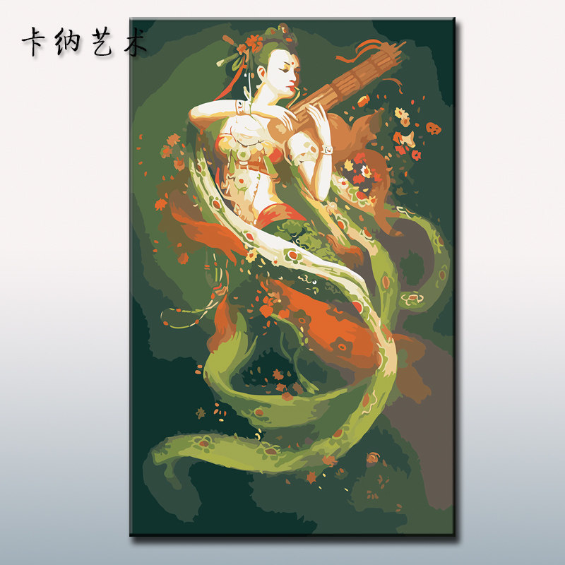 diy数字油画人物有框画50*80手绘大幅飞天走廊餐厅卧室客厅装饰画