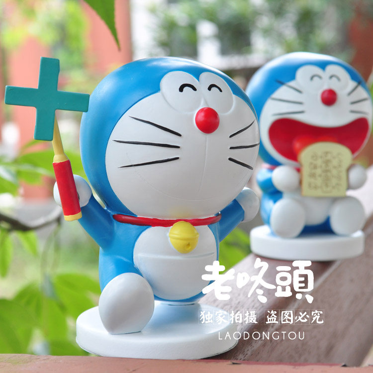 100周年纪念版哆啦a梦叮当机器猫模型手办汽车头内饰摆件树脂公仔