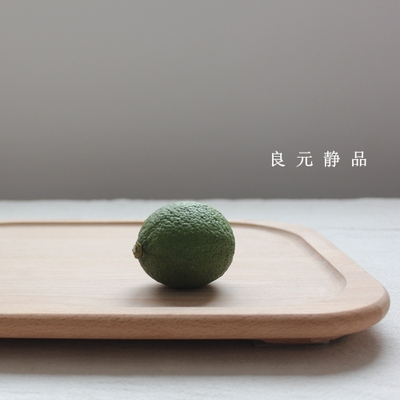 无漆榉木厚实带座咖啡茶实木托盘